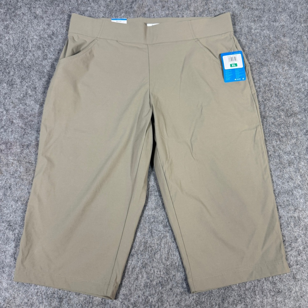 Columbia Anytime Casual Capri Pants XL Fossil Tan Omni-Shield XL0992 NWT